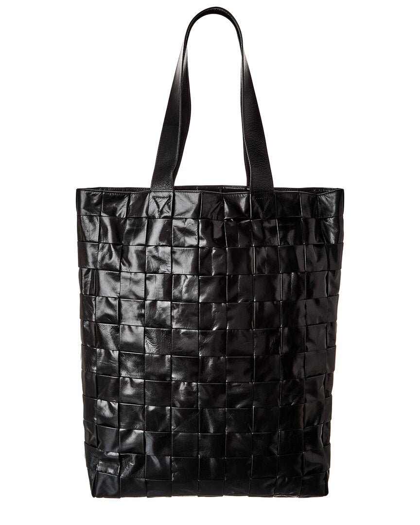 Bottega Veneta Maxi Intrecciato Leather Tote ONE SIZE Black