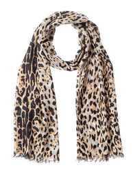 Sofia Cashmere Sofiacashmere Leopard Print Lightweight Cashmere Scarf, White
