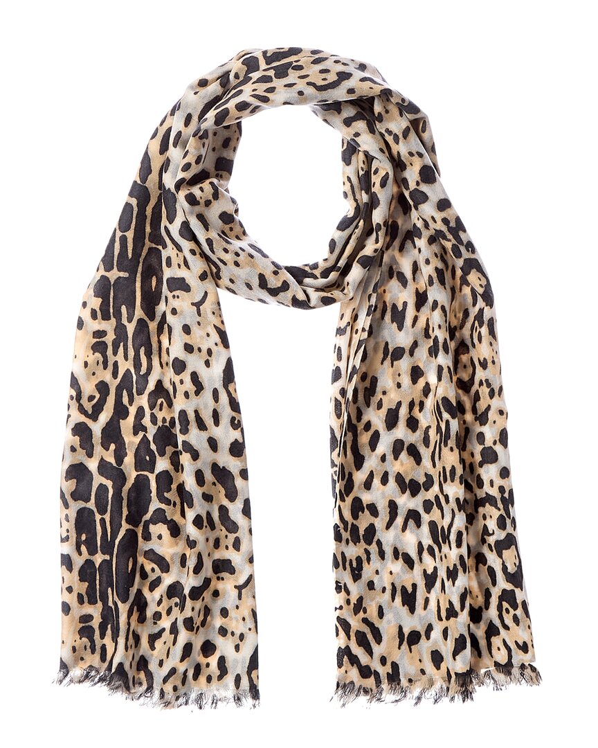 Sofia Cashmere Sofiacashmere Leopard Print Lightweight Cashmere Scarf, White