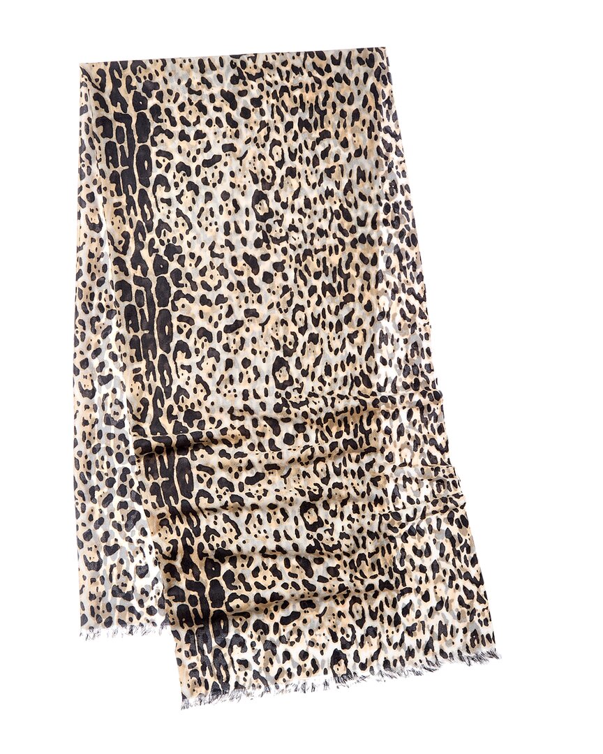 Sofia Cashmere Sofiacashmere Leopard Print Lightweight Cashmere Scarf, White
