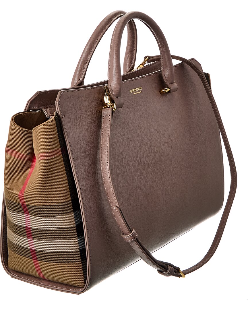 Burberry Banwell Medium Leather & Check Canvas Satchel – Bluefly