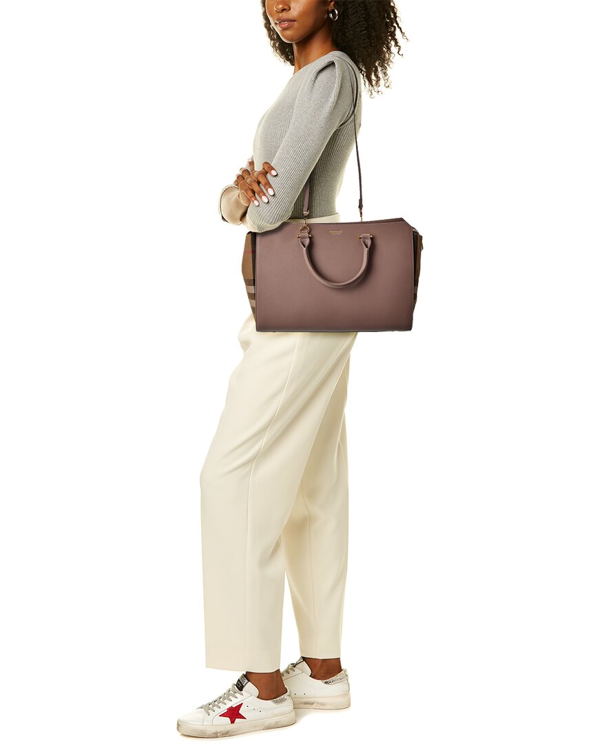 Burberry Banwell Medium Leather & Check Canvas Satchel – Bluefly