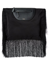 Burberry Olympia Fringe Canvas & Leather Clutch ONE SIZE Black