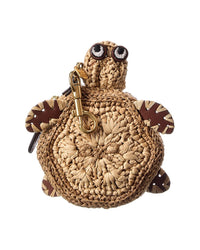 Anya Hindmarch Anya Hindmarch Turtle Raffia & Leather Earphone Pouch