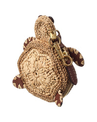 Anya Hindmarch Anya Hindmarch Turtle Raffia & Leather Earphone Pouch
