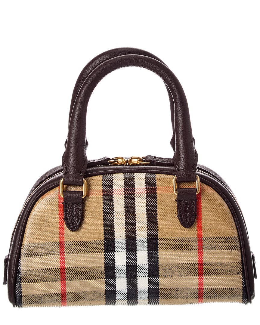 Burberry Burberry Highlands Mini Coated Canvas & Leather Bowling Bag