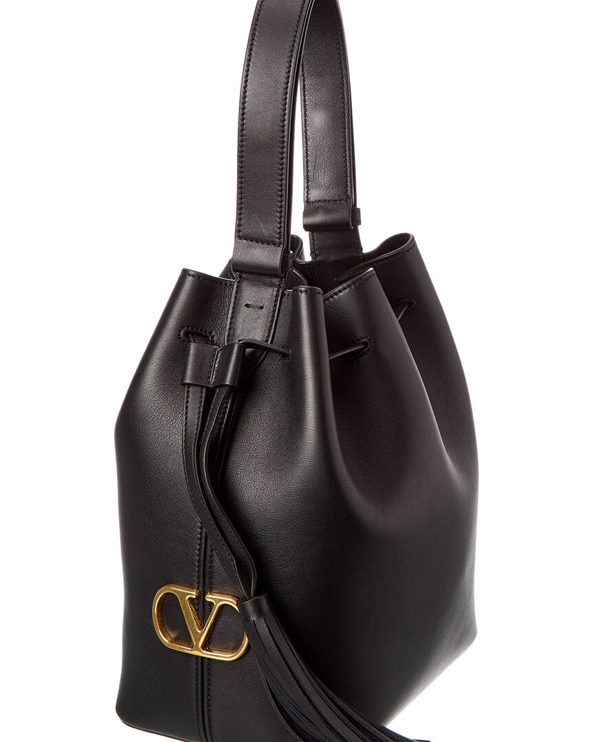 Valentino Vlogo Leather Bucket Bag