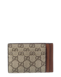 Gucci Gucci Gg Supreme Canvas & Leather Card Case