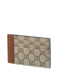 Gucci Gucci Gg Supreme Canvas & Leather Card Case