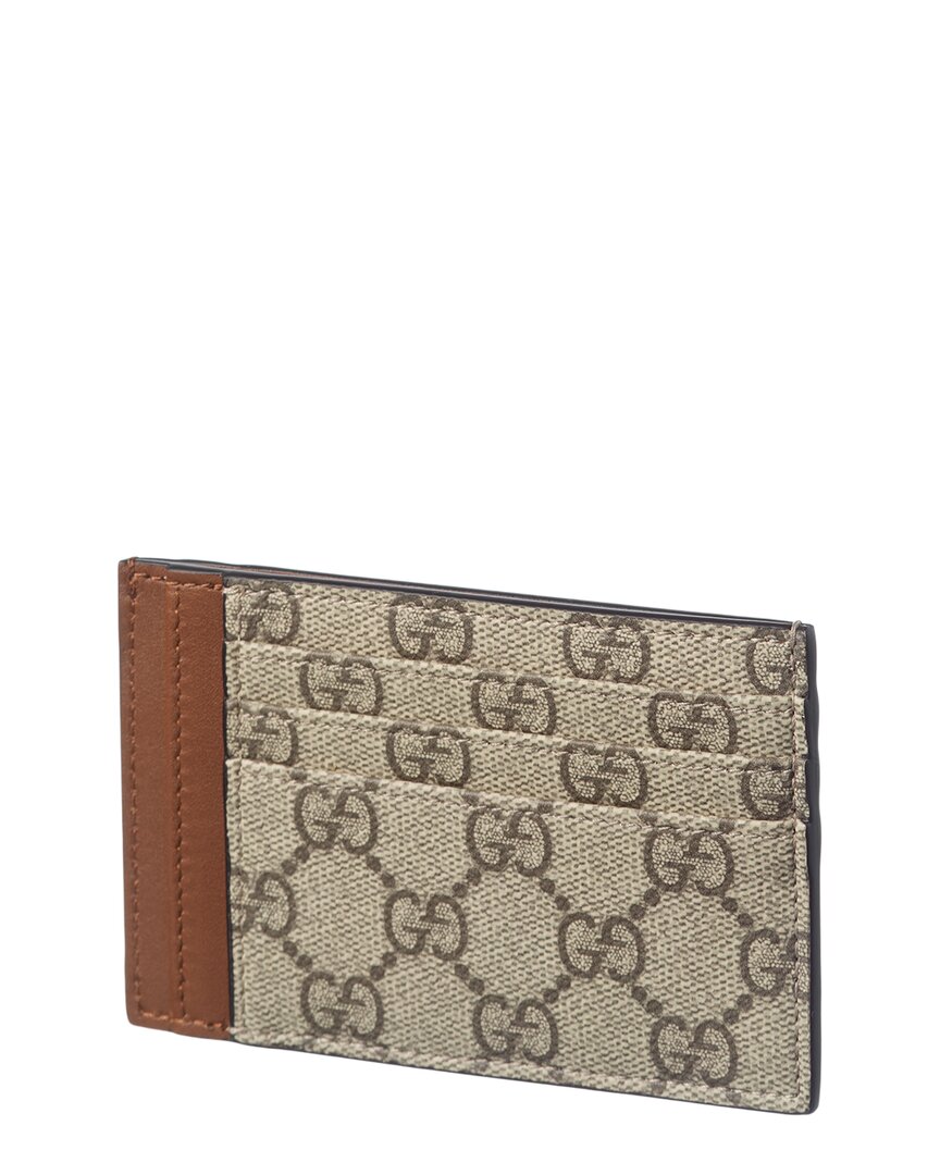 Gucci Gucci Gg Supreme Canvas & Leather Card Case