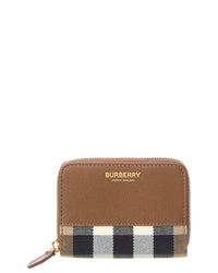 Burberry Burberry Check Canvas & Leather Zip Around Wallet