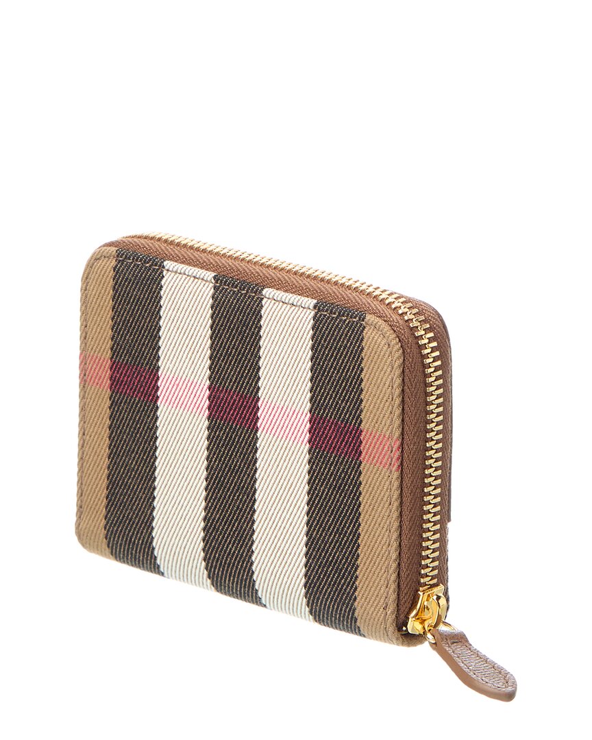 Burberry Burberry Check Canvas & Leather Zip Around Wallet