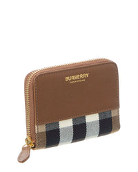 Burberry Burberry Check Canvas & Leather Zip Around Wallet
