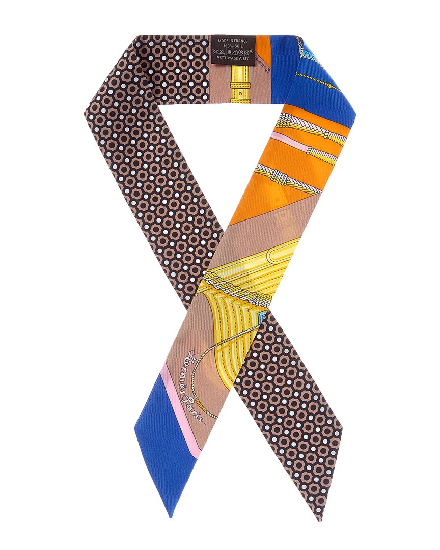 Hermès Hermès Clic Clac Modern Cannage Twilly Julia Abadie Silk Scarf (Authentic