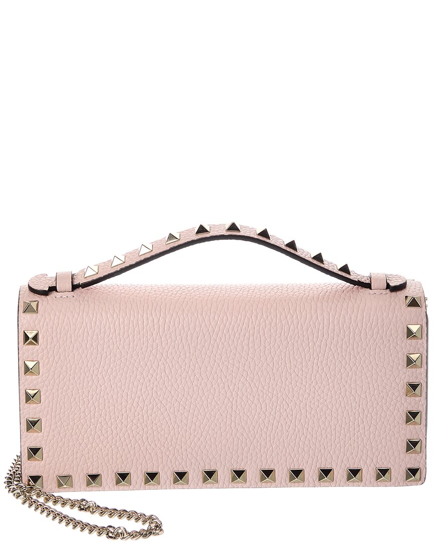 Valentino Valentino Rockstud Grainy Leather Wallet On Chain