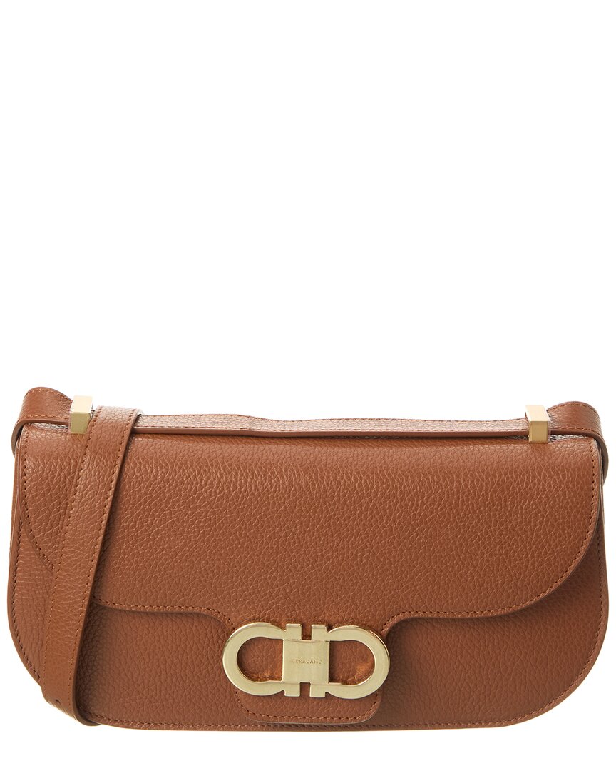 Ferragamo Gancini Double Leather Shoulder Bag