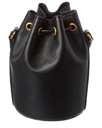 Valentino Vlogo Grainy Leather Bucket Bag, Black