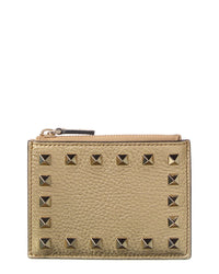 Valentino Rockstud Grainy Leather Card Holder