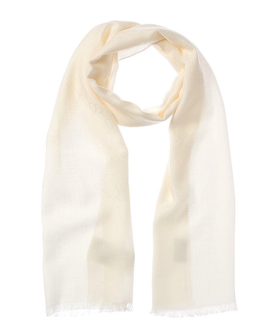 Gucci Logo Jacquard Wool & Silk-Blend Scarf