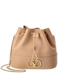 Valentino Valentino Vlogo Leather Bucket Bag