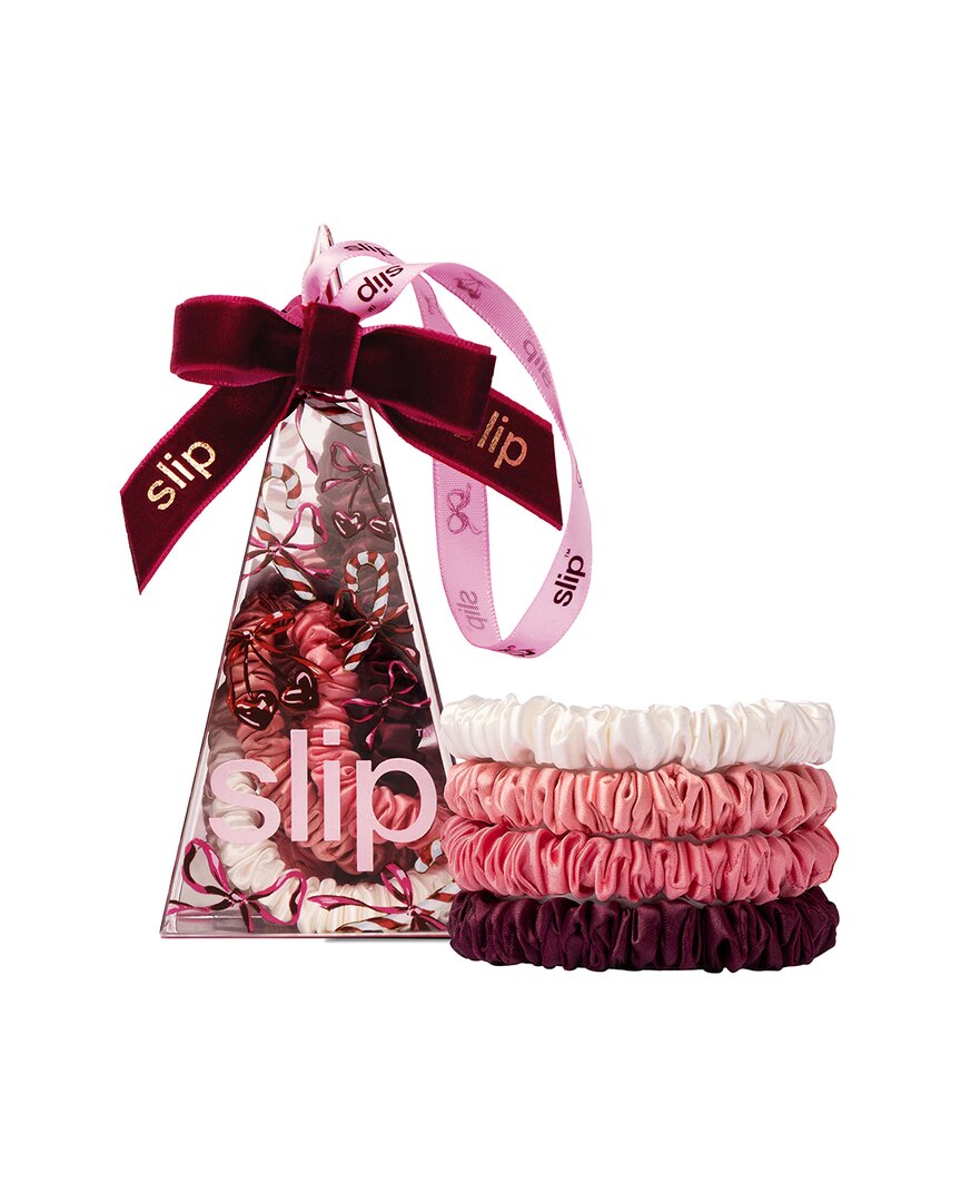 Slip® Pure Silk Skinny Scrunchie Ornament - Candy Cane - Set Of 4