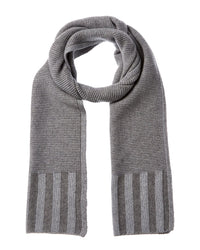 Forte Cashmere Plaited Garter Rib Trim Cashmere Scarf Blue