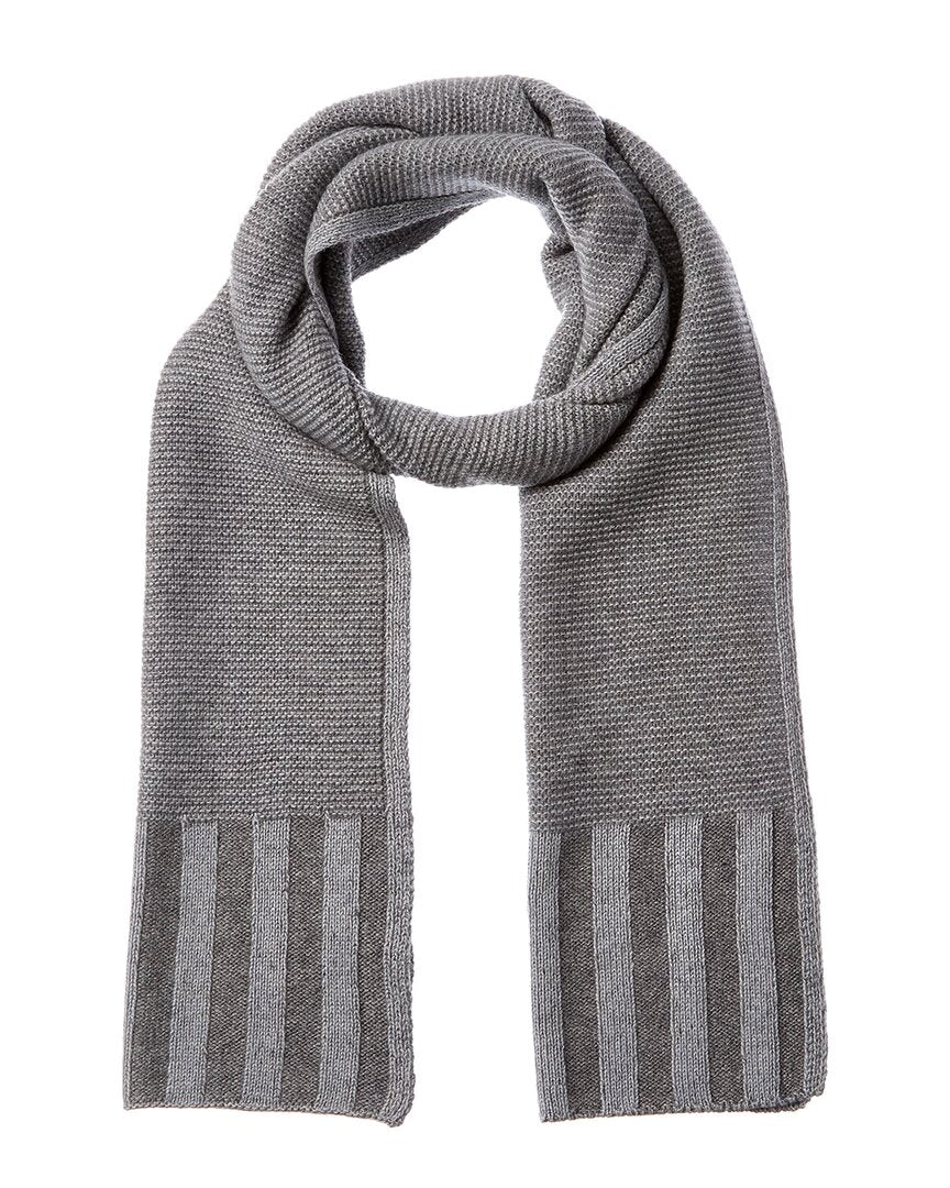 Forte Cashmere Plaited Garter Rib Trim Cashmere Scarf Blue