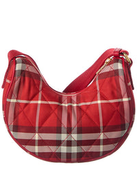 Burberry Horseshoe Nylon & Leather Hobo Bag