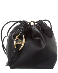 Valentino Sac Vlogo Pouf Leather Bag ONE SIZE Black