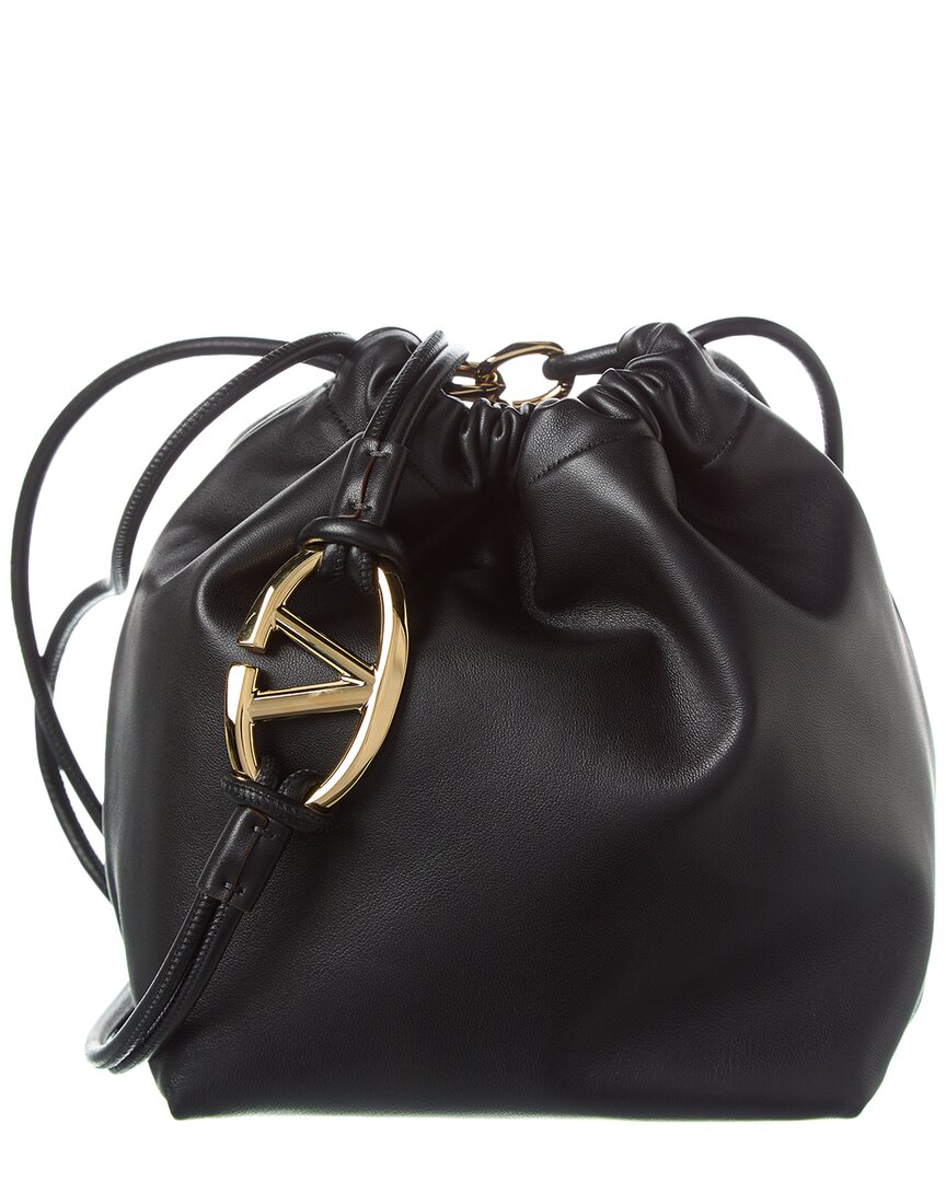 Valentino Sac Vlogo Pouf Leather Bag ONE SIZE Black