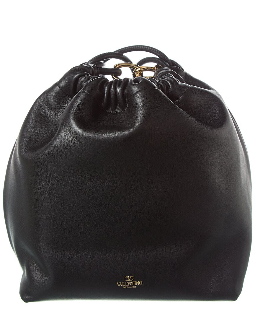 Valentino Sac Vlogo Pouf Leather Bag