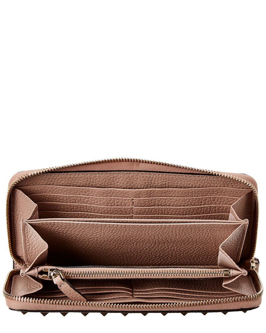 Valentino Rockstud Grainy Leather Zip Around Wallet
