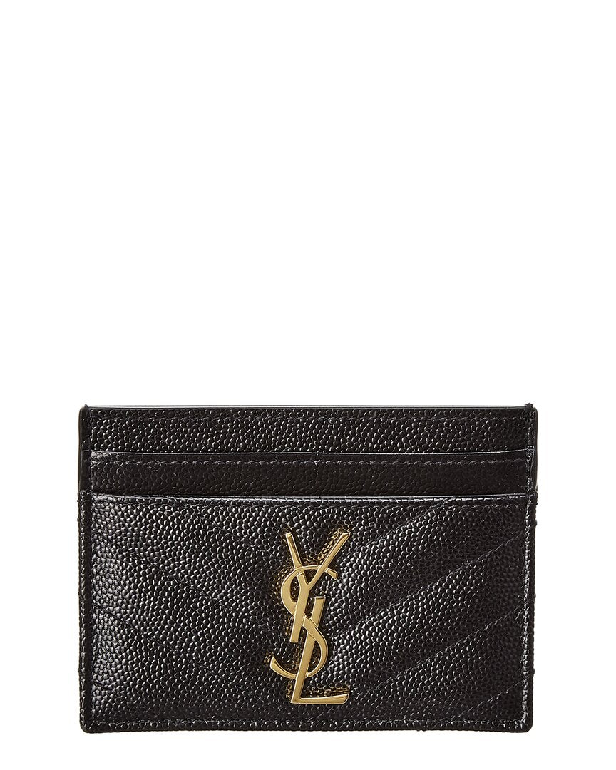 Saint Laurent Saint Laurent Monogram Matelasse Grain De Poudre Embossed Leather Card Case