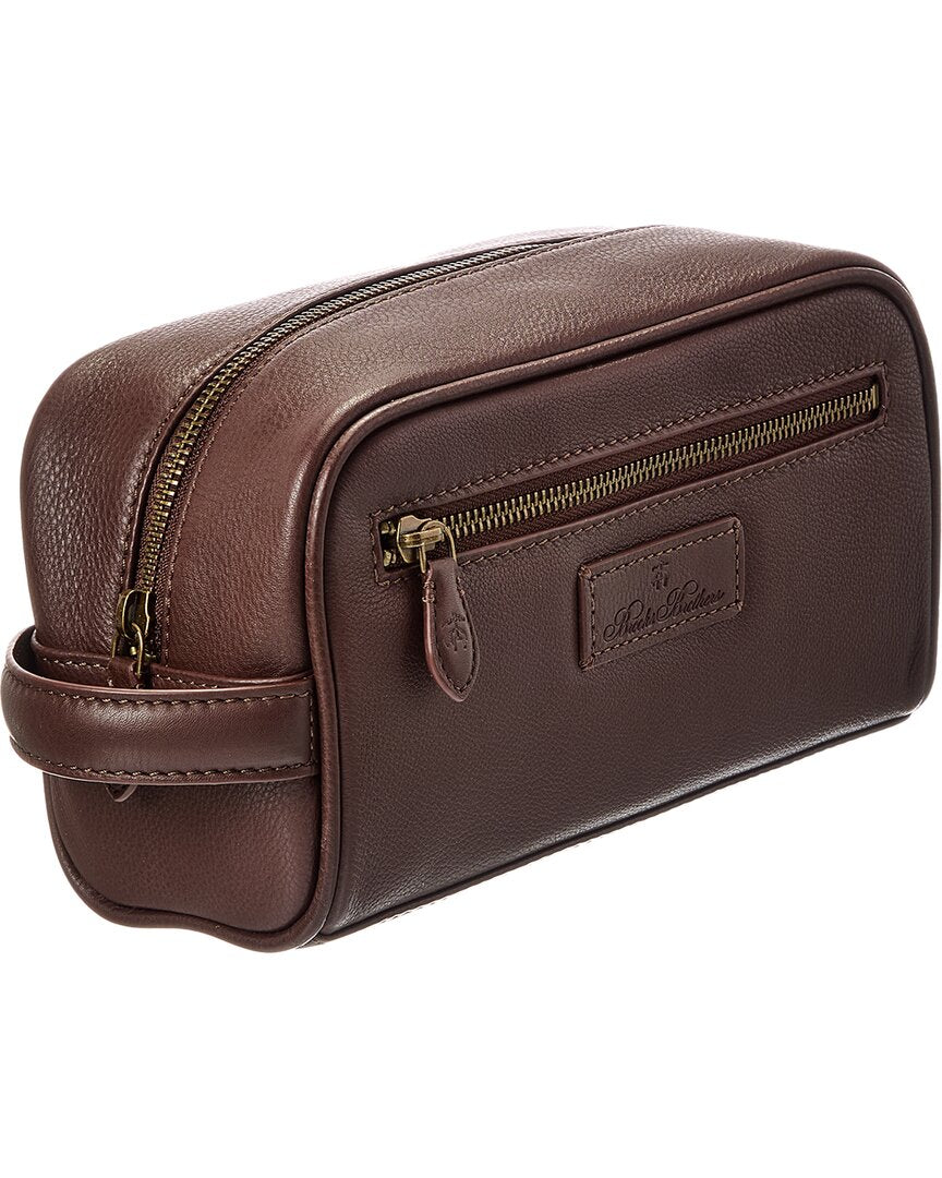 Brooks Brothers Natural Milled Textured Leather Travel Case