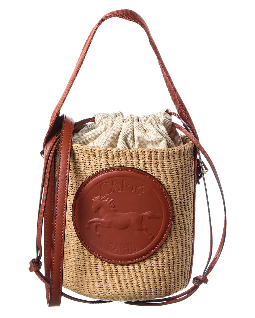 Chloé Chloe Horse Medal Paper & Leather Bucket Bag