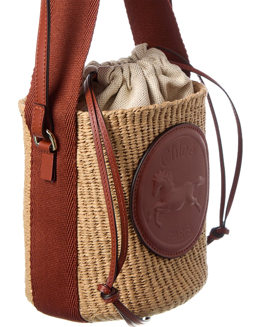 Chloé Chloe Horse Medal Paper & Leather Bucket Bag