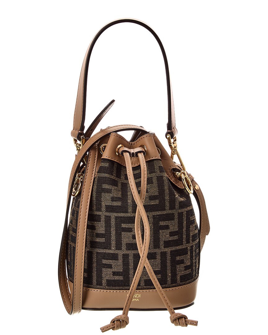 FENDI Fendi Mon Tresor Mini Ff Jacquard & Leather Bucket Bag