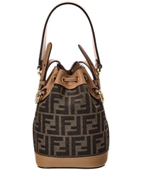 FENDI Fendi Mon Tresor Mini Ff Jacquard & Leather Bucket Bag