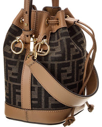 FENDI Fendi Mon Tresor Mini Ff Jacquard & Leather Bucket Bag