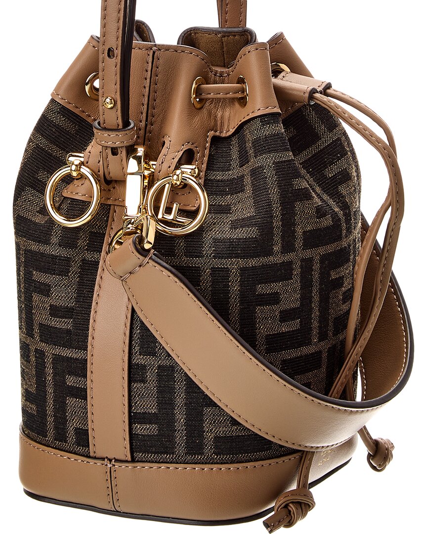 FENDI Fendi Mon Tresor Mini Ff Jacquard & Leather Bucket Bag