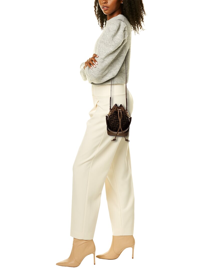FENDI Fendi Mon Tresor Mini Ff Jacquard & Leather Bucket Bag