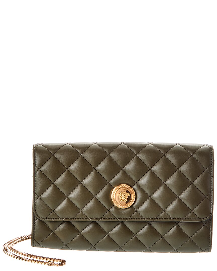 Versace Medusa Quilted Leather Wallet On Chain