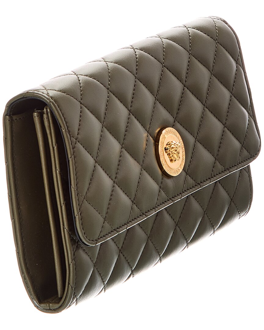 Versace Medusa Quilted Leather Wallet On Chain