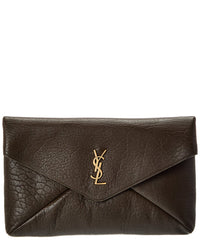 Saint Laurent Cassandre Large Leather Envelope Pouch