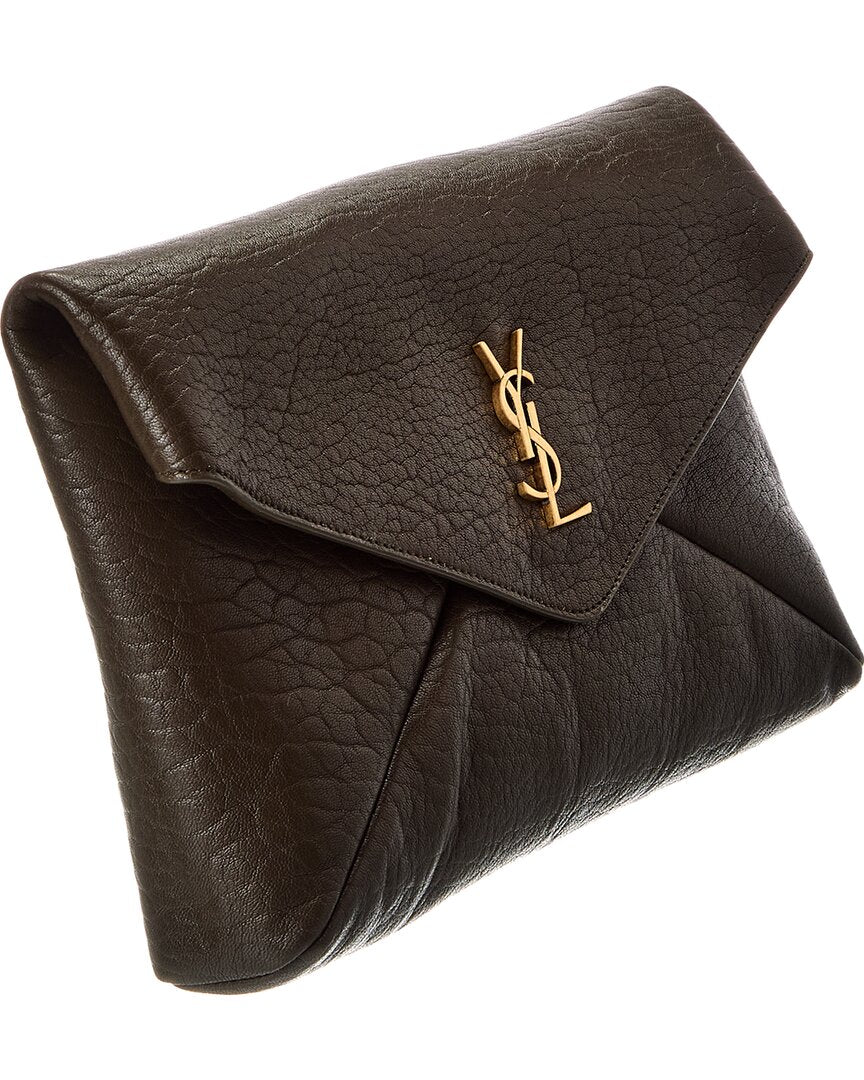 Saint Laurent Cassandre Large Leather Envelope Pouch