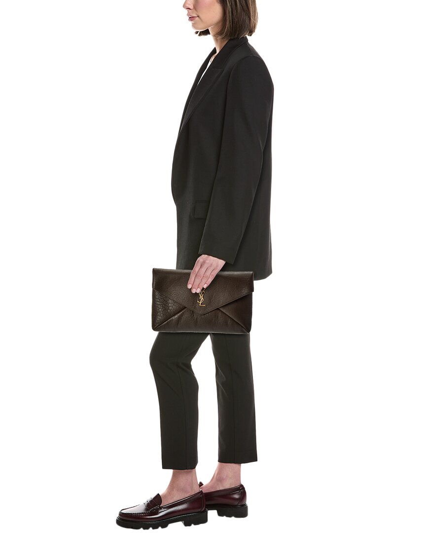 Saint Laurent Cassandre Large Leather Envelope Pouch