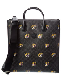 Gucci Interlocking G Gg Supreme Canvas & Leather Tote