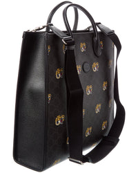 Gucci Interlocking G Gg Supreme Canvas & Leather Tote