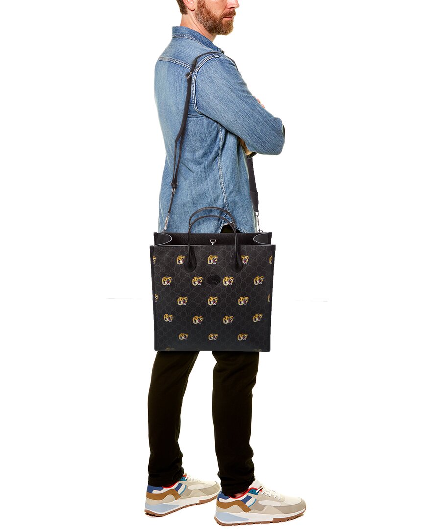 Gucci Interlocking G Gg Supreme Canvas & Leather Tote