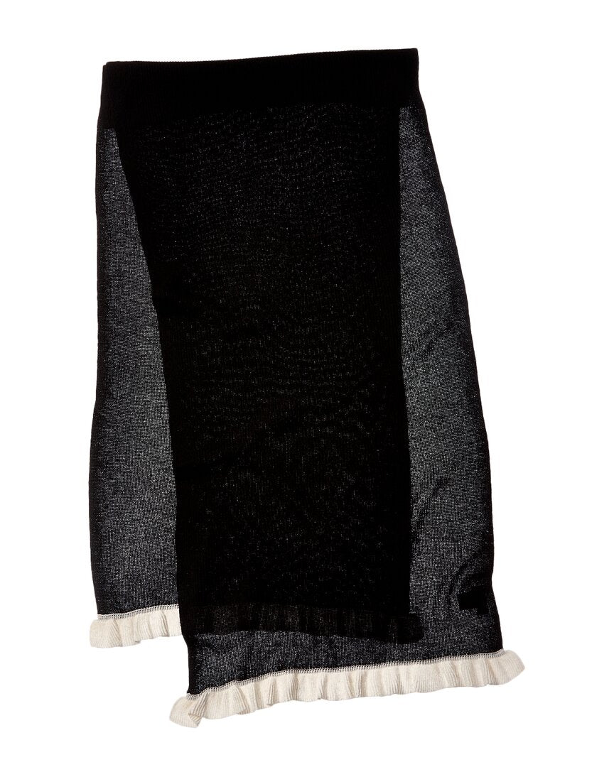 Hannah Rose Contrast Ruffle Edges Rib Scarf